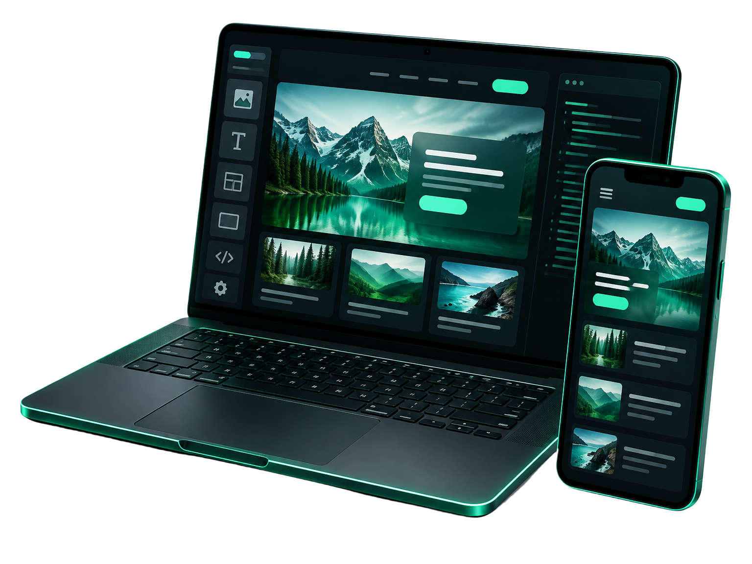 Laptop and phone showing a responsive website